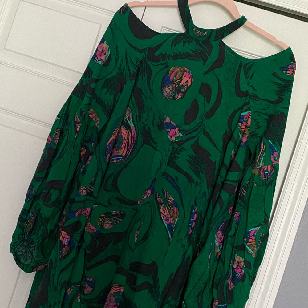 FREE PEOPLE GREEN BOHO DRESS